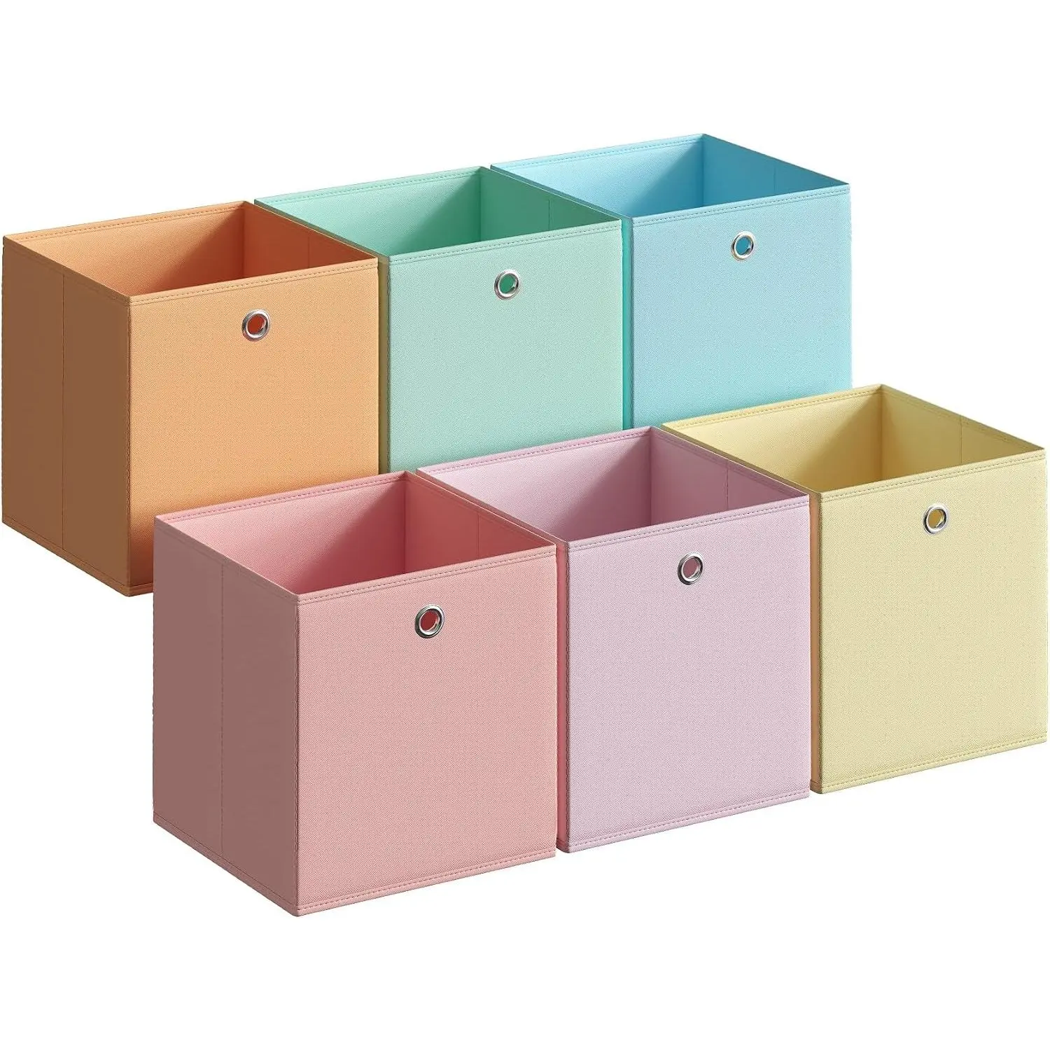 Storage Cubes, Set of 6 Odorless Foldable Storage Boxes, 10.2 x 10.2 x 11 Inches, Closet Organizers for Shelf, Rainbow Storage Bins, Colorful Fabric Bins for Bedroom, Living Room URFB226X01
