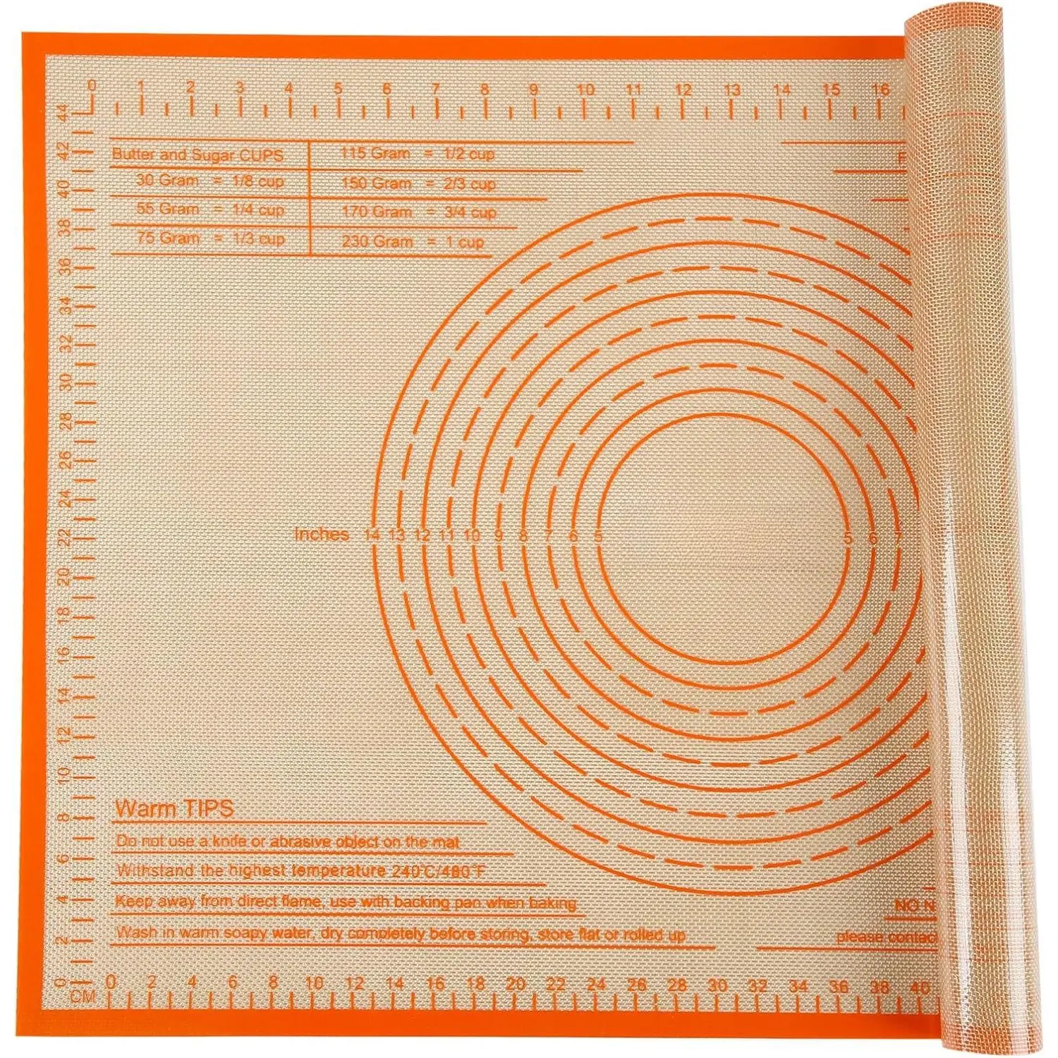 Reinforced Fiberglass Pastry Mat - 28x20 in Large Size Oven Safe Baking Mat with Measurement Grid for Rolling Dough, Pie Crust, Fondant, Kitchen Counter Use