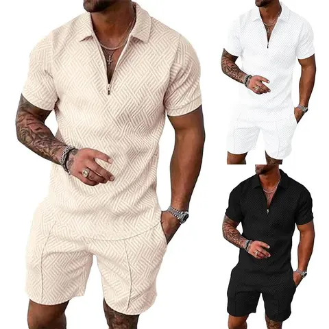 Beotyshow summer outfits 2025 Mens Polo Shirt and Shorts Sets Outfits 2 Piece Fashion Summer Tracksuits Casual Short Sleeve Set Breathable Menswear Clothing Fabrics Father's Day Gift