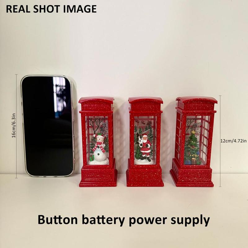 Battery Powered Phone Booth Decoration, 3 Counts/set LED Light Phone Booth Ornament, Decorative Light for Home Party Festival, Battery Included, Christmas Tree