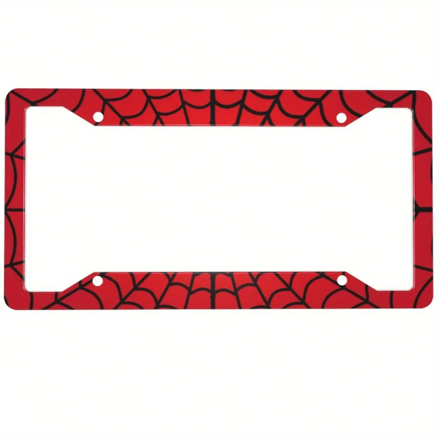 1pc Stainless Steel Spider Web License Plate Frame, Red And Black Vintage Fun Front License Plate Holder With 4 Holes, Suitable For Men And Women, 6.3 X 12.2inch,Valentines Gift,Birthday Gifts,Car Decor,License Plate,Car Acessesories>Essentials