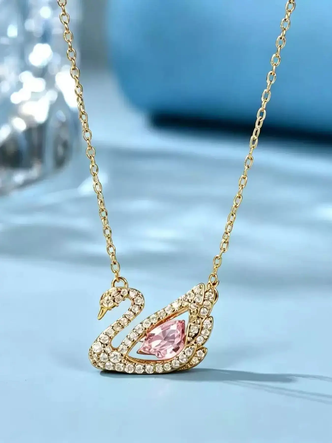 Light Luxury Colorful Zircon Feather Pendant Necklace, Stainless Steel, Elegant Style, All Seasons, Daily Wear, Festival Accessory, Zircon Gemstone Necklace
