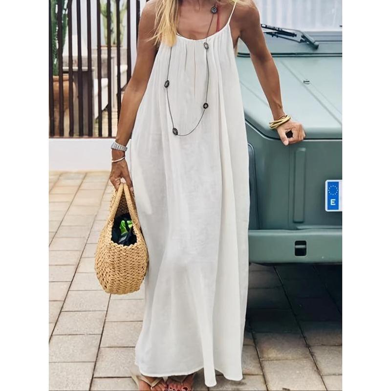 Viral Soft Comfy Women’s Solid Color Sleeveless Long Nightgown - Elegant Lightweight Sleepwear, Spring Ideal for Home Relaxation & Effortless Loungewear