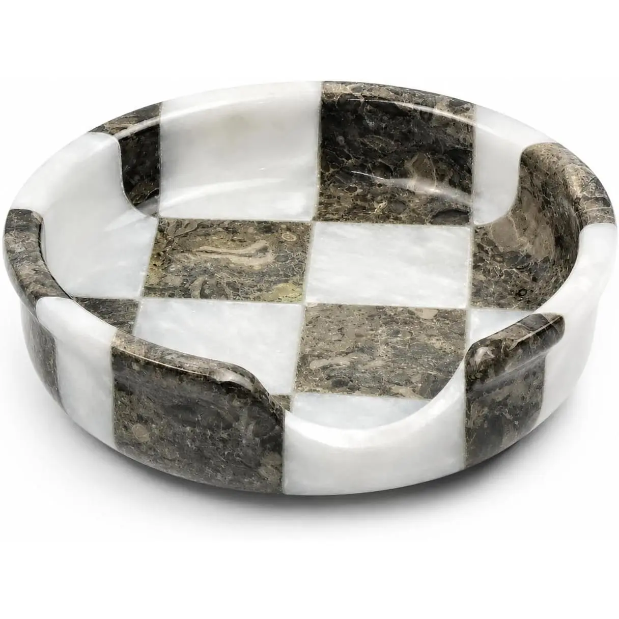 Classic Aesthetic White Grey Checkered Spoon Rest, Kitchen Cutlery Holder for Stove Top & Coffee Bar Accessory