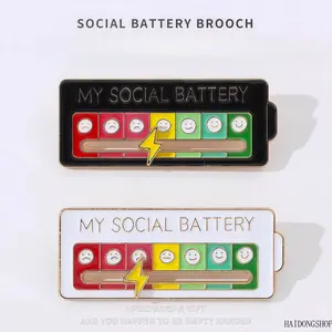 Y2K Indie Viral 2 Pack Slidable Mood Energy Brooch, DIY Custom Swappable Social Energy Expression Alloy Badge, Quirky Personalized Accessory For Teen Campus Backpack Daily Outfit Styling