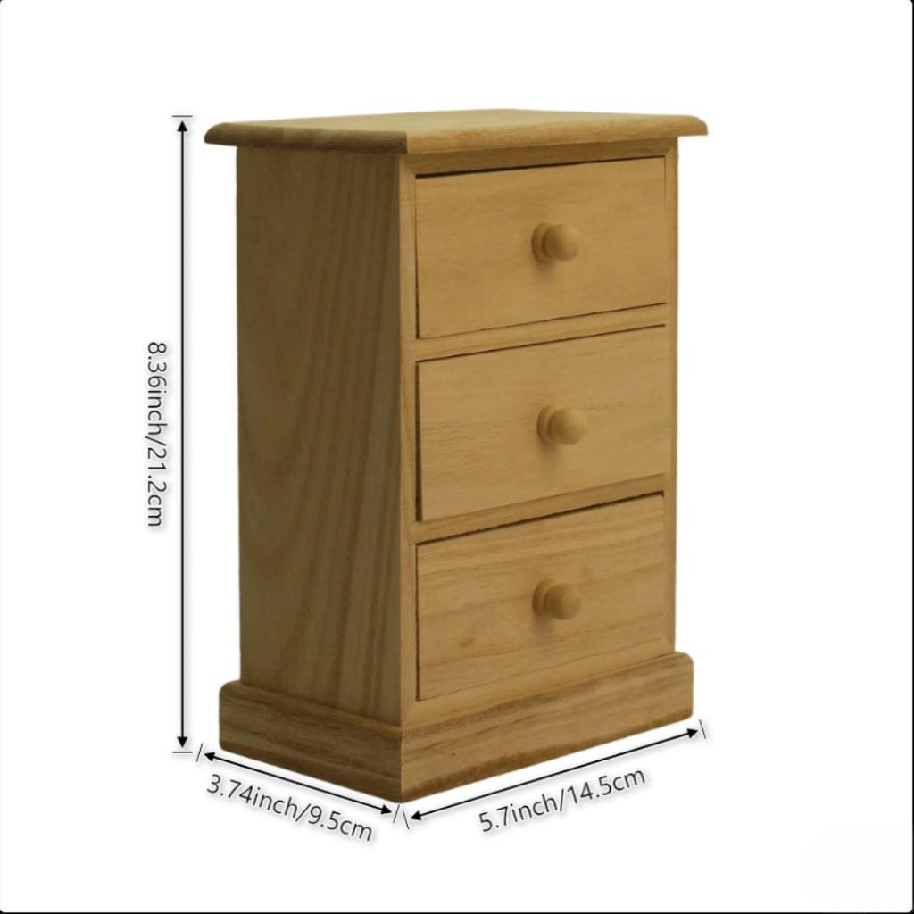 A Wooden Three-Tier Nightstand-Shaped Jewelry Box with Drawers for Organizing Items.It'S a Must-Have for a Vanity, Perfect for Storing Cosmetics And Additions.This Stylish Storage Solution Is Ideal for Housewarming, Christmas, New Year