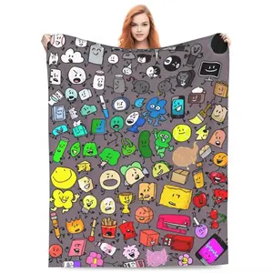 BFDI Characters Cartoon Fleece Blanket, Battle for Dream Island Plush Throw Blanket for Kids, Teens, Adults, Soft Cozy Blanket for Sofa, Bed, Bedroom, Home Decor, Birthday Christmas Gift, Warm Comfort Throw Quilt
