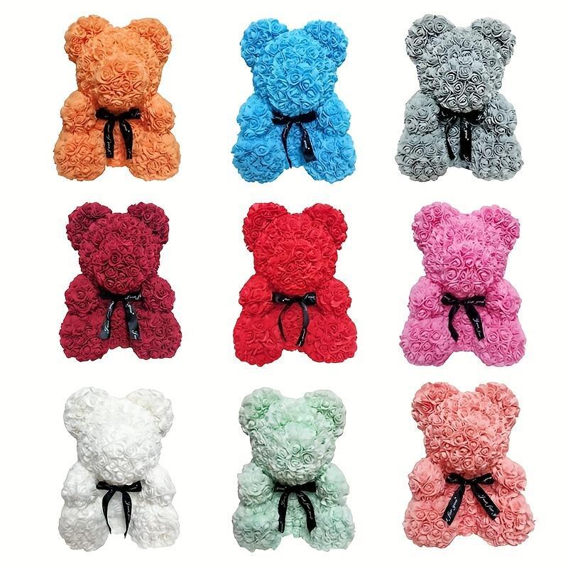 Artificial Rose Bear for Room Decor, 1 Count Colorful Cute Bear Artificial Plants, Flower Bear, Anniversary Gift, Decorative Ornaments, Gifts Ideas, Valentine's Day Gift Idea