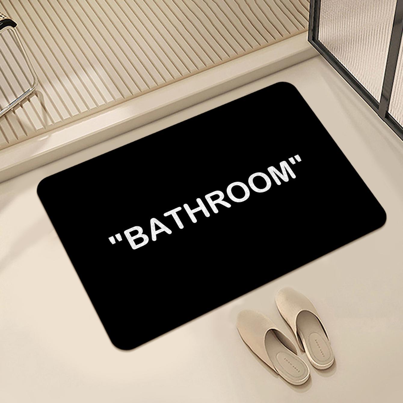 1 piece of comfortable flannel sponge floor mat with letter pattern, thick sponge mat, suitable for comfortable standing, perfect for decorating living rooms, bedrooms, laundry rooms, and offices, Bathroom Decorative Mat, Bathroom Rug, Bathroom Mats