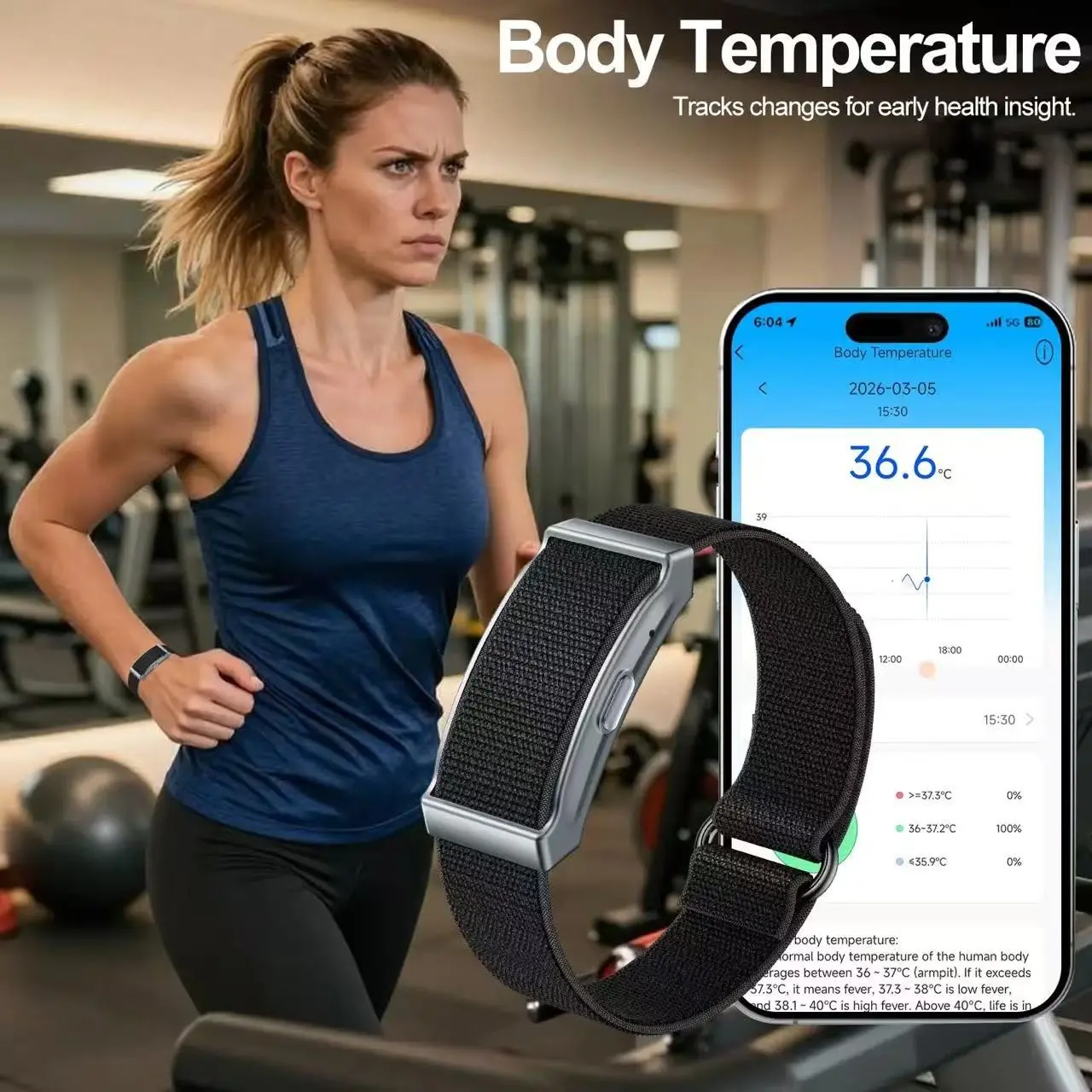 Unisex Smart Band, Health Activity Tracker, Continuous Heart Rate Monitor, 24/7 Sleep Tracking, 100+ Sports Modes, 30-Day Battery Life