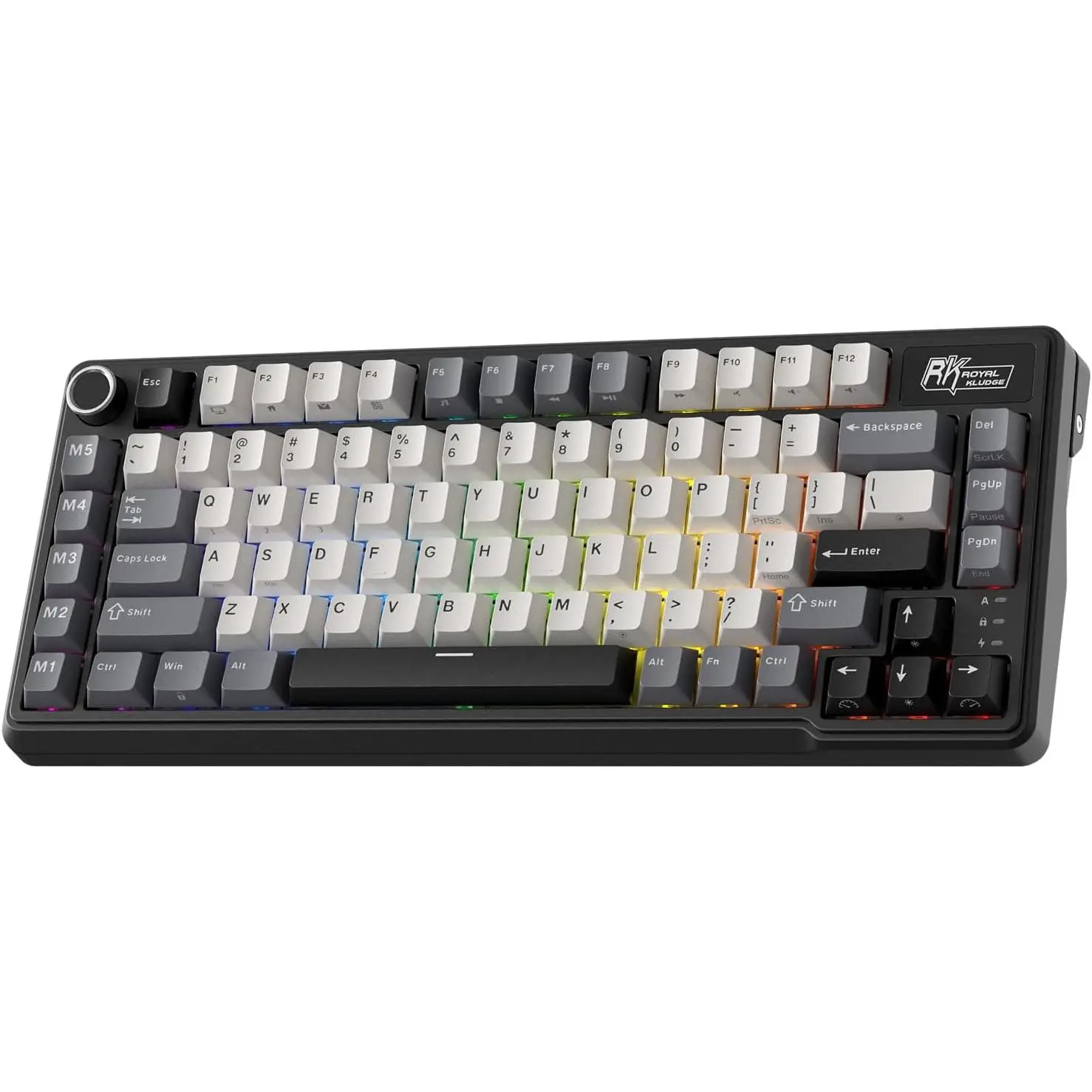 RK ROYAL KLUDGE L75 Wireless Gasket RGB Mechanical Gaming Keyboard w/Knob | Massive 8000mAh PBT Mechanical Keyboard w/Macro Keys & Touchable Nameplate, Hot-Swap 75% TKL Wireless Keyboard BT/2.4G/USB-C sohochic