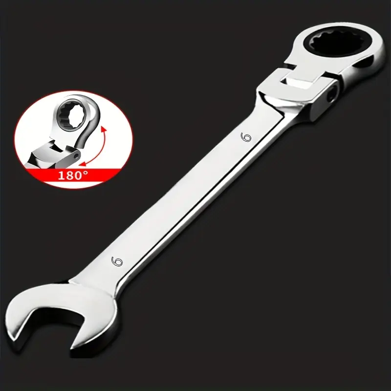 6MM 10MM Available Combination Wrench with Swivel Ratchet Head Portable Ratchet Wrench Professional Auto Repair Tool Durable Household Handheld Maintenance Wrench for DIY and Daily Repair Work Ratchet Combination Wrenches