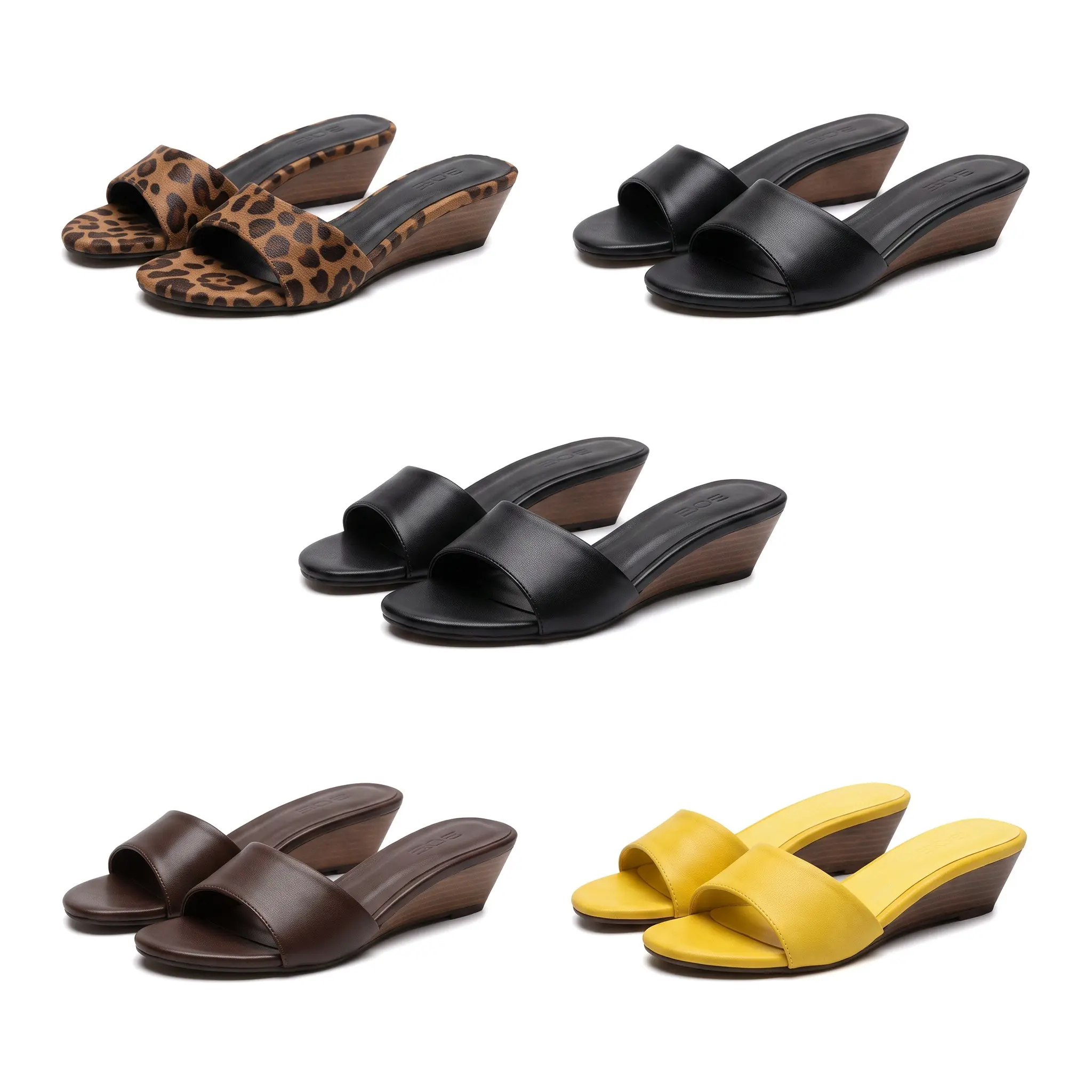 Women's Chic Leopard Print Wedge Sandals - High Heel, 1-Strap, French Style Casual Brown Summer Outdoor Slippers