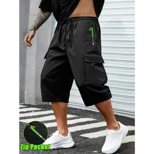 Men’s Summer 7/8 Cropped Cargo Pants, Lightweight Quick Dry Breathable Utility Trousers With Zipper Security Pockets & Matching Belt, Mid Rise Regular Fit Gorpcore Streetwear Casual Outdoor Hiking Pants