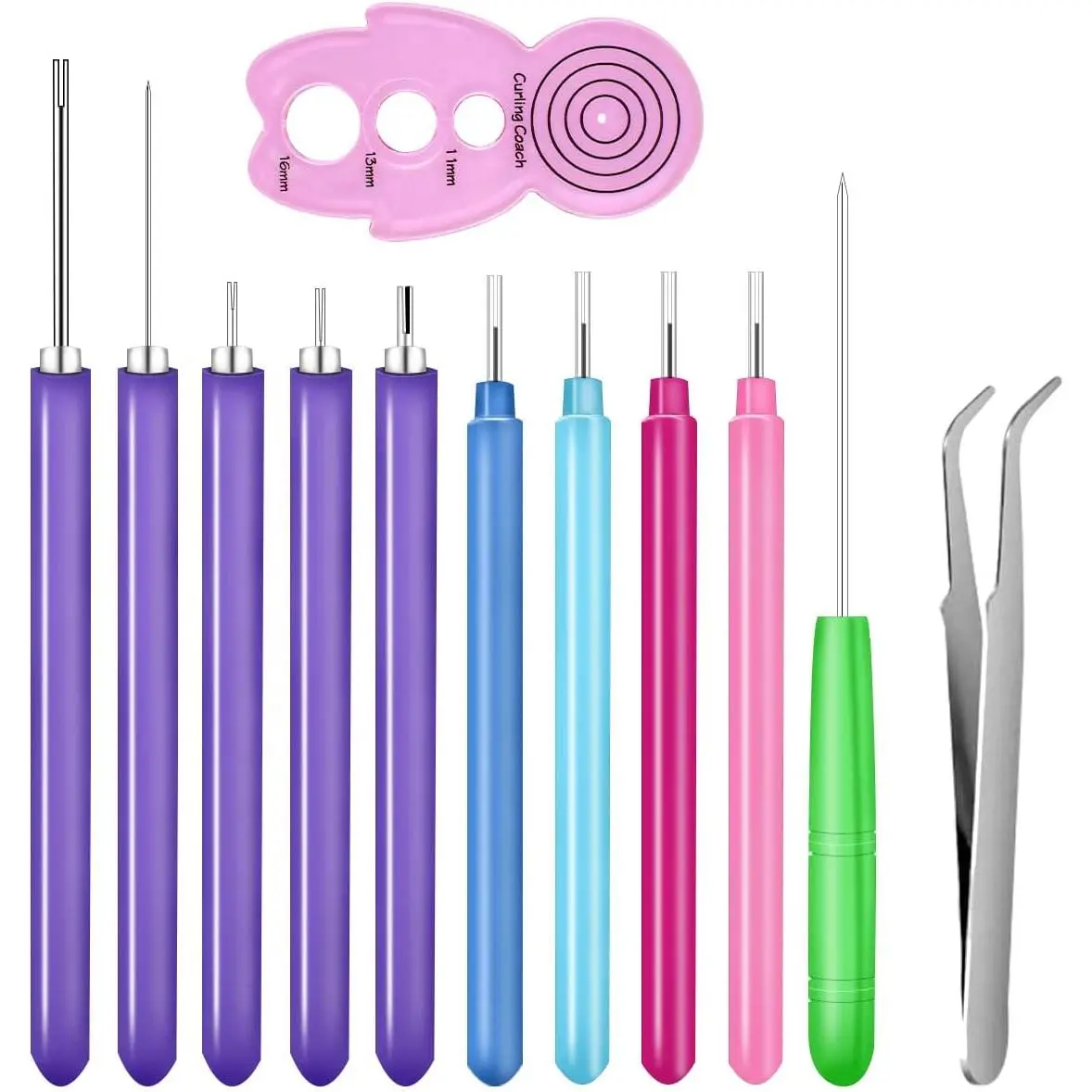 12 count Paper Quilling Slotted Tool Paper Curling Tools Kit Quilling  Pen for Art Craft Different Size DIY Paper Cardmaking Project Rolling Multifunction Slotted Quilling Tool Set  Tools