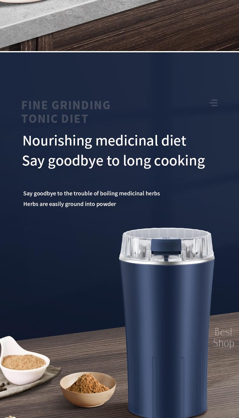 300W Electric Coffee Grinder for Fast Grinding—Perfect for Beans, Spices, Nuts & More. Compact and Portable, This Ultra-fine Powder Grinder Doubles As A Food Processor and Mixer for All Your Kitchen Needs. Multi-Function Grinding Tlools