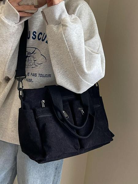 25 fall&winter Women's Casual Solid Color Zipper Crossbody Bag, Large Capacity Multi-pocket Design Adjustable Crossbody Shoulder Portable Shoulder Bag for Daily Used, Girl Fashionable Shopping Bag