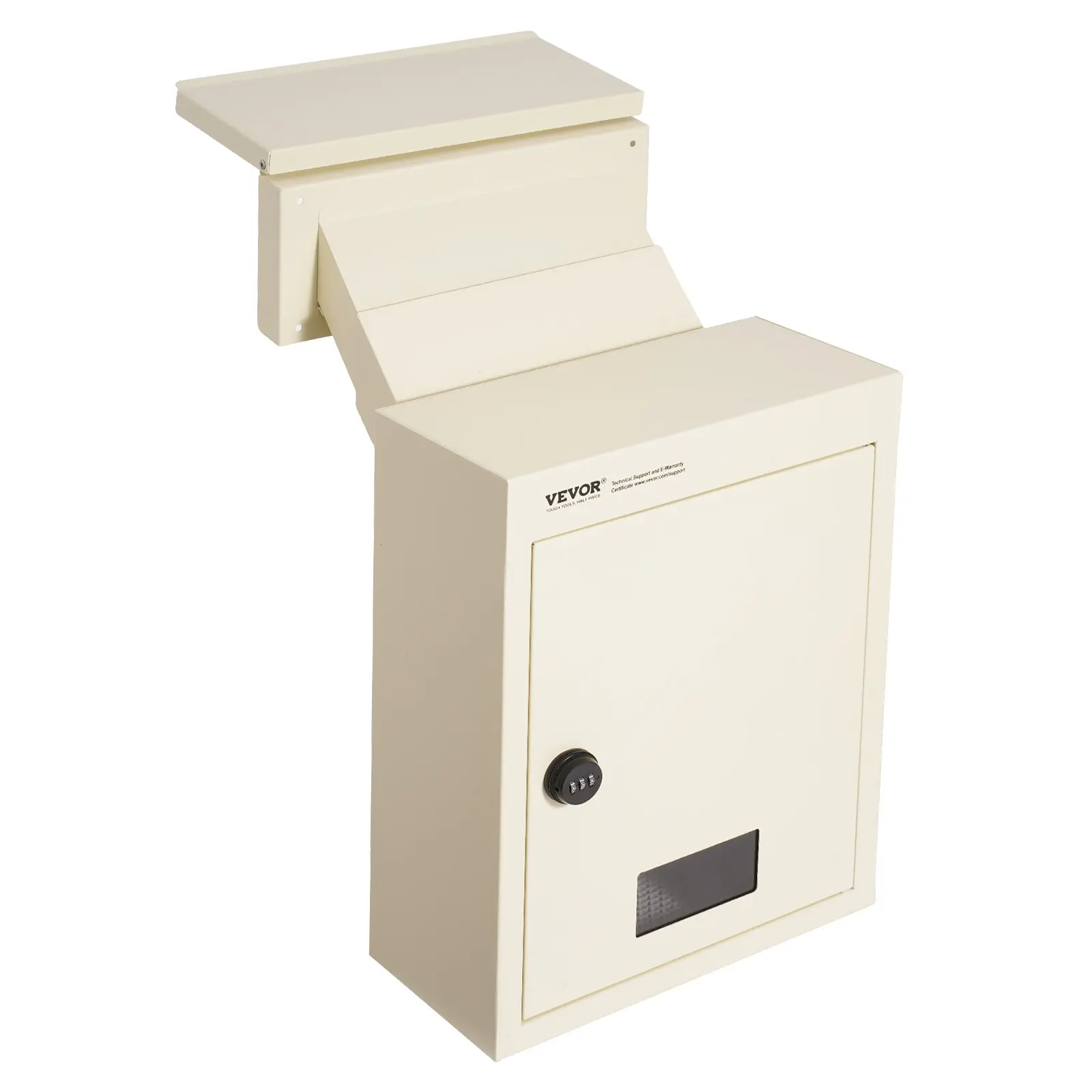 【DealsForYouDays】VEVOR Through The Wall Drop Box, Heavy Duty Steel Through the Wall Mailbox with 2.8-7.9" 13" Combination Lock, 12.5x6.3x16. 9" Mail Drop Box, Beige