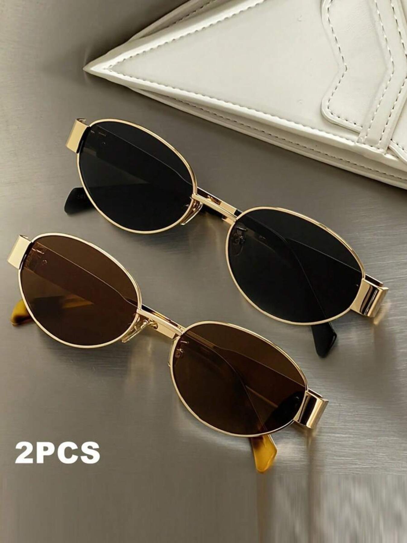 Women's Vintage Oval Frame Sunglasses, Trendy Casual Sunglasses for Everyday Use, Fashion Accessories for Outdoor Activities, Fashionable Sunglasses