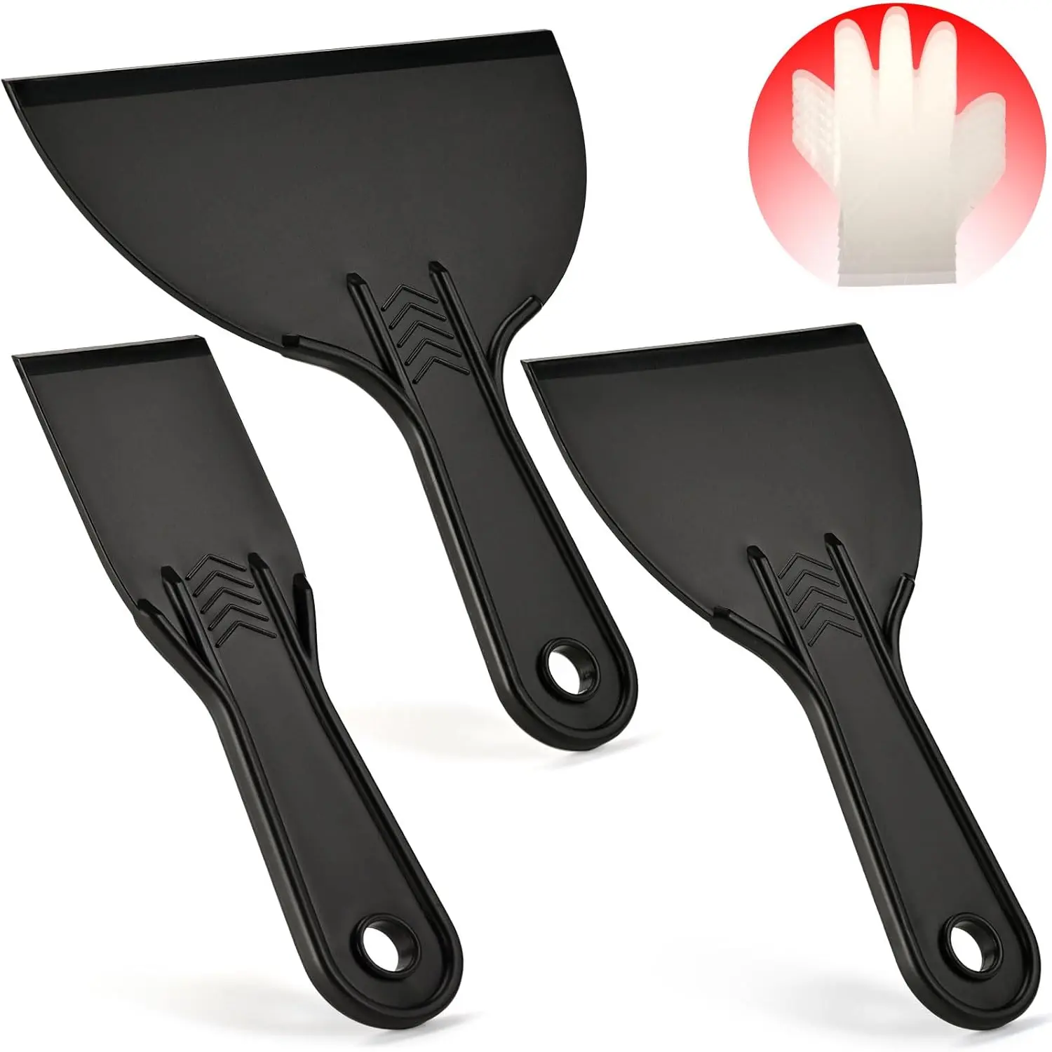 Plastic Putty  Set – 2" 4" 6" Spackle  &  Scrapers | 3 Pack Flexible Plastic Scrapers Tools for Drywall Repair, Painting, Patching, Caulking, with 3 Pairs of Gloves