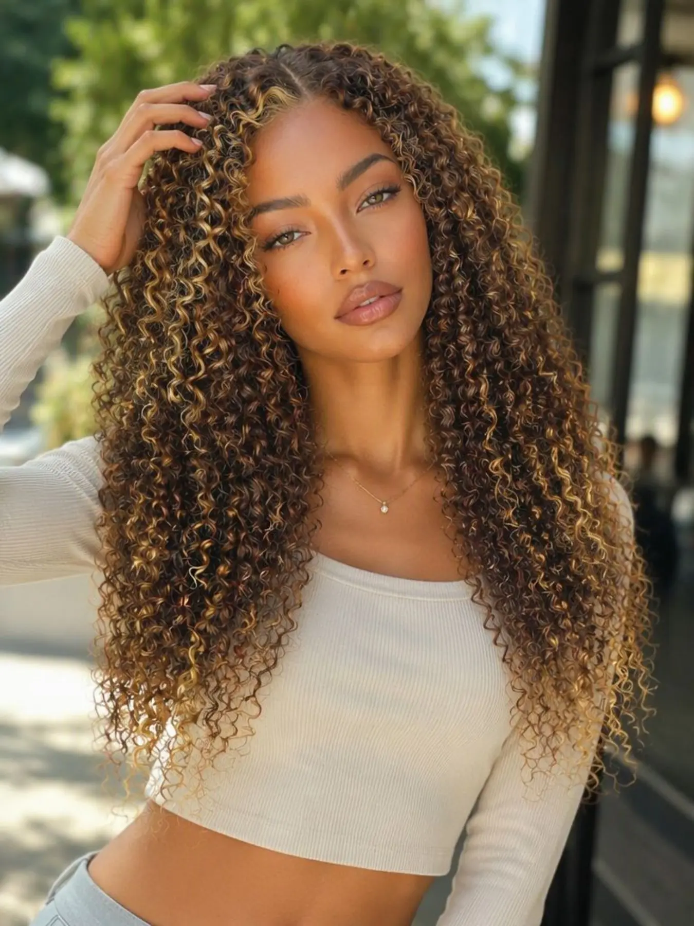 Highlight Ombre Lace Front Wig Human Hair Pre Plucked 13x6 HD Honey Blonde 4/27 Deep Wave Lace Frontal Wigs 200% Density Glueless Colored Wigs for Women Wet and Wavy Lace Front 22 Inch Curly Wig