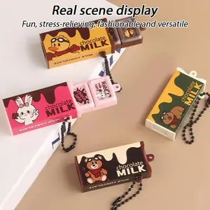 Fidget Toy Chocolate Bar Plastic Mini Sensory Keychain with Protective Case Realistic Texture Stress Relief Gift for All Ages