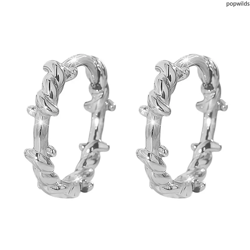 Thorn Vine Ear Buckles - Copper Metal Twisted Hoop Earrings, American Street Style Punk Jewelry, Engagement Wear Cool Neutral Studs For Females, Daily Accessory Gift