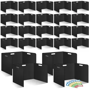 24 Pcs 14 × 17.5 × 14 Inch Desk Dividers for Students Durable Waterproof Plastic Privacy Shields Test Dividers Classroom Privacy Boards for School Study Teacher Supplies Black