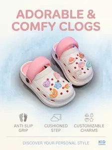 Girls' Cute Heart Pattern Eva Sandals, Summer Outdoor & Indoor Fashion Shoes, Comfortable Anti-Slip Beach Slippers for Kids