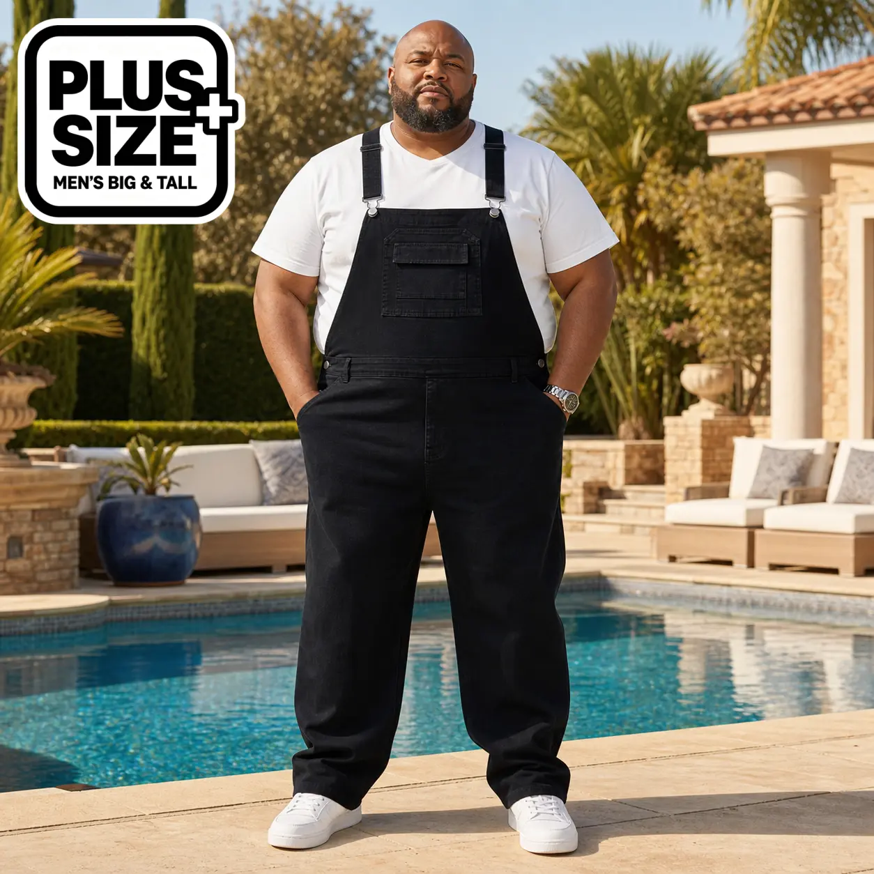 Men's Big and Tall Denim Overalls Loose Fit Cargo Jumpsuit Vintage Streetwear Workwear for Casual Daily, Outdoor Camping, Plus Size XL-6XL,style,all-season,relaxed,cotton,baggy,campus,comfortable,plain,flanel