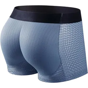 Men's Butt Enhancing Butt Padded Mesh Seamless No Rolling Down Shapewear Boxer Briefs Men's Underwear with Pads Body Shaper Butt