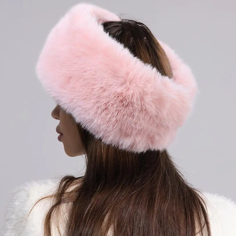 Solid fuzzy headband Unique Bargains Fluffy Fuzzy Headband Solid Color Hair Band  main image 3