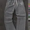Men's Vintage Cotton Fabric Sweatpants, Loose-Fit Elastic Waist Knit Pants, Casual Fashion Washed Bottoms for Daily Wear, Streetwear