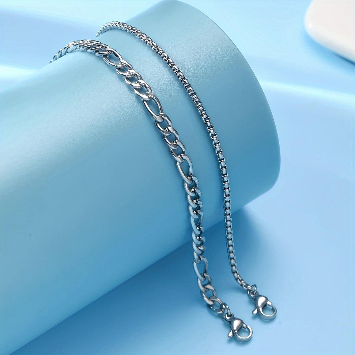 2-piece set of stylish and simple basic stainless steel chain bracelets, suitable for men's daily wear autumn rapper link earring men wedding ring money friendship jade