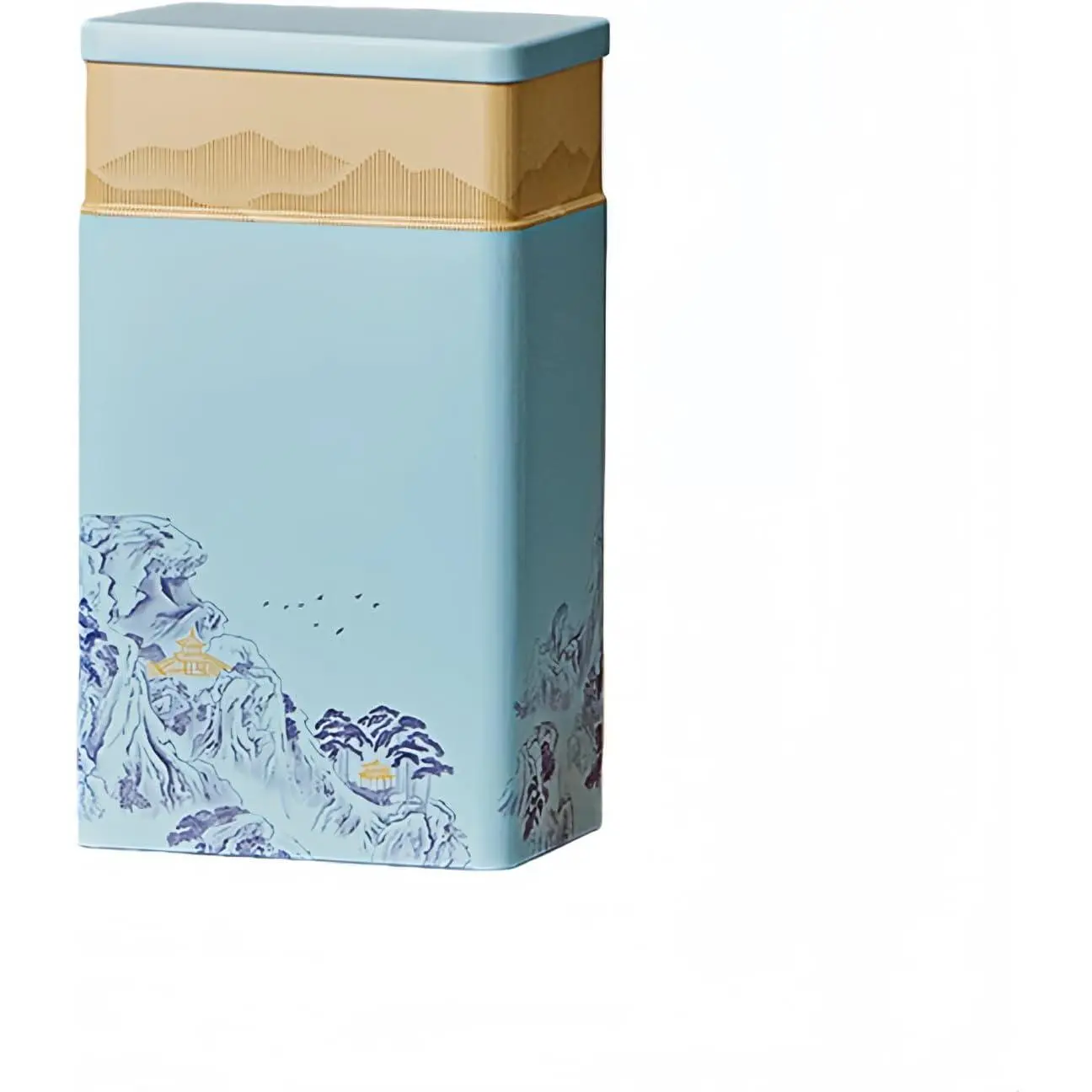 Airtight  Canister, 8" Red - Oriental Mountain Design | Decorative Metal Canister, Keep Loose Leaf  &  Bags , Coffee, , Dry  Storage,  for Kitchen, Office