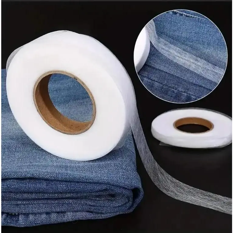 Double-Sided Self-Adhesive Fusible Bonding Tape - No-Sew Iron-On Hem Tape for Hem Repairs, Easy-Application Fabric Repair Supply for Clothes, Curtains (Laundry Tool Accessory), Iron-On Tape