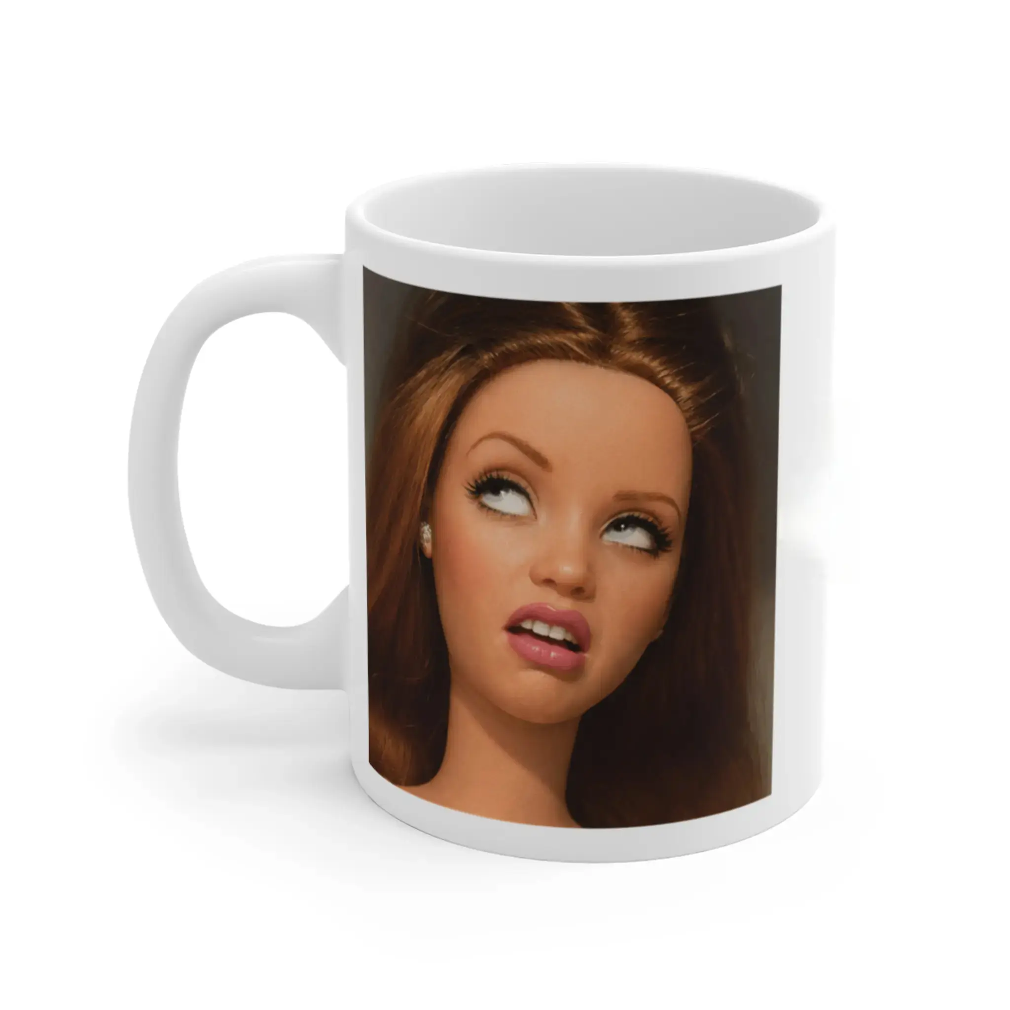 Classic Funny Eye Roll Ceramic Mug - Sassy Reaction Printed Washable Drinkware, 11oz-15oz Sarcastic Attitude Coffee Cup