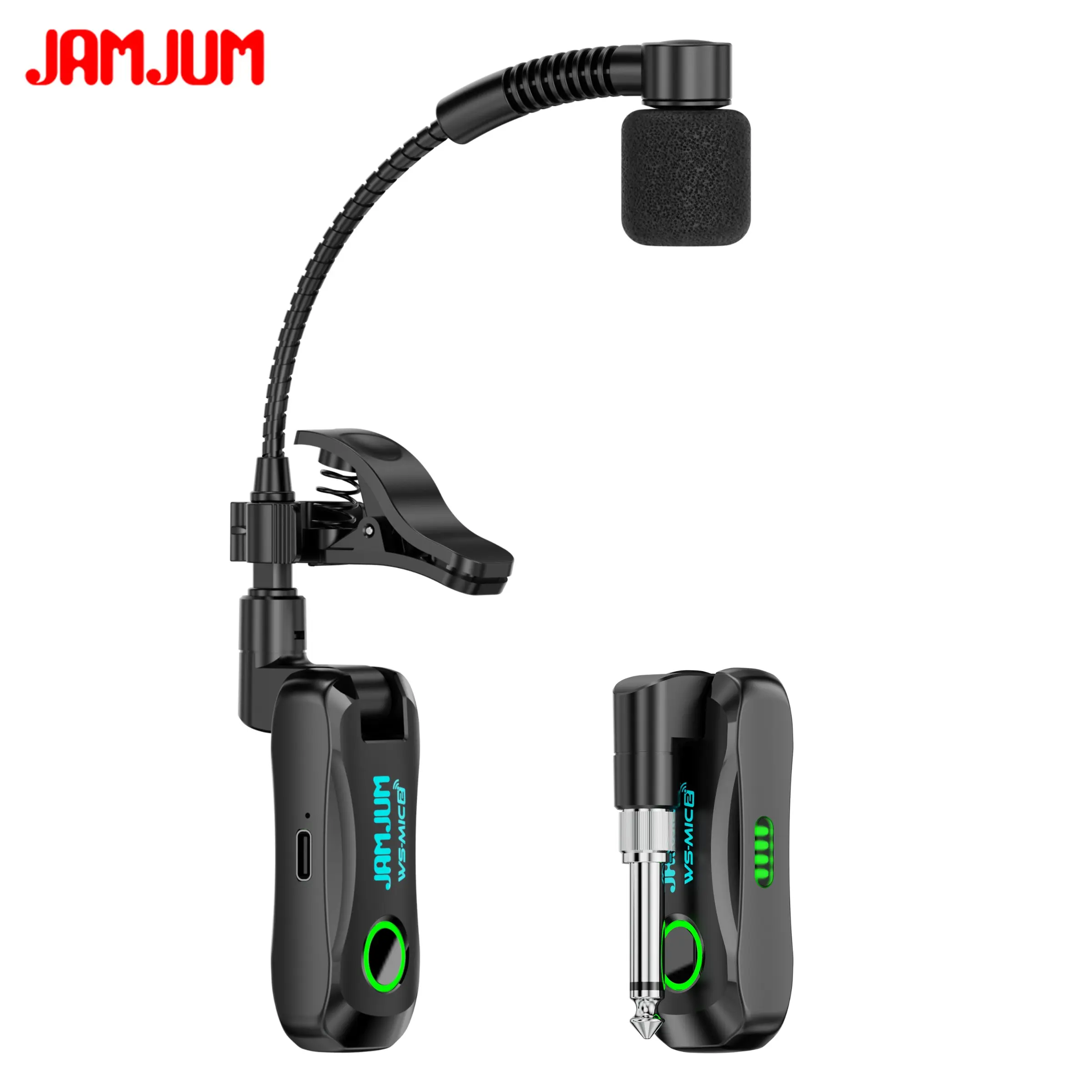 JAMJUM Ws-Mic2 Wireless Saxophone Microphone, Wireless Mics, Wireless With Mic, High-Quality Sound, Directional Noise Reduction, Rechargeable Battery, Ideal for Saxophone player