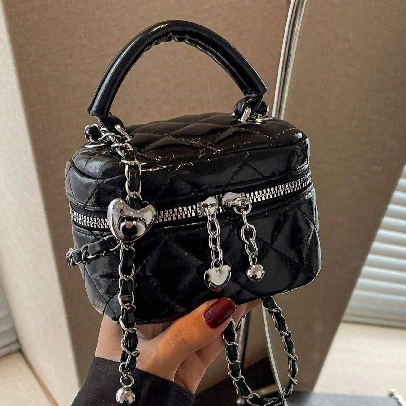 Mini Women Handbag, Fashion Solid Color Embroidered Rhombic Crossbody Bag Cute Coin Purse With Heart Decoration Y2k Shouldr Bag Suitable for Holding Cards And Keys Suitable for Daily Use, Shopping and Travel