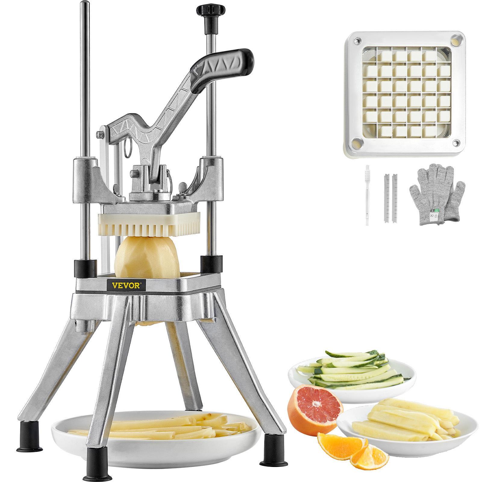 VEVOR Commercial Vegetable and Fruit Chopper with 1/4" / 1/2" Blade – Heavy Duty Professional Food Dicer, French Fry Cutter, Onion Slicer, Stainless Steel for Tomatoes, Peppers, Potatoes, Mushrooms – Sliver VEVOR Commercial Vegetable and Fruit Chopper with 1/4" / 1/2" Blade – Heavy Duty Professional Food Dicer, French Fry Cutter, Onion Slicer, Stainless Steel for Tomatoes, Peppers, Potatoes, Mushrooms – Sliver