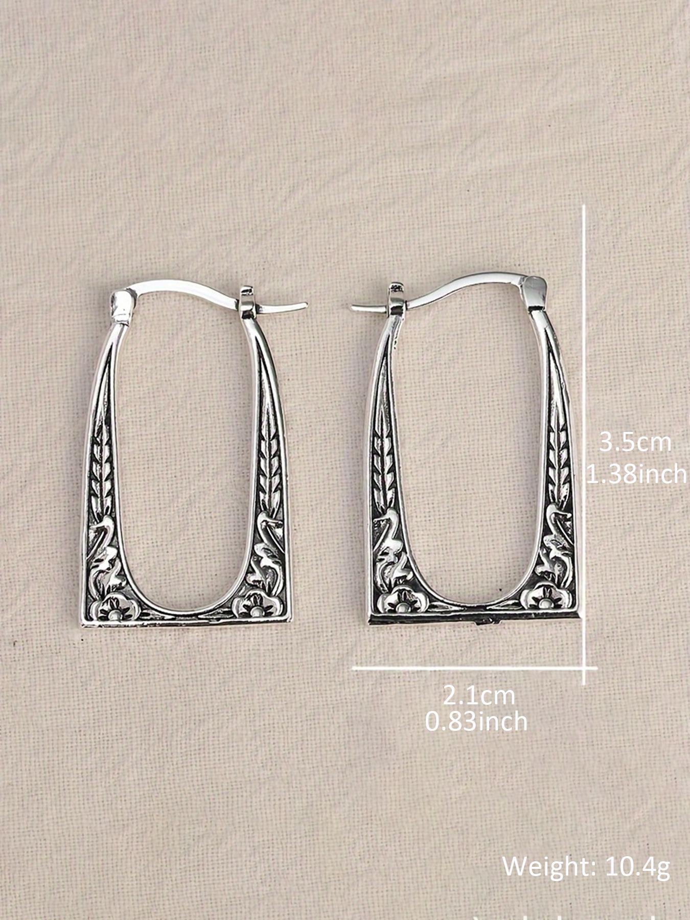 Vintage Texture Metal Design Hoop Earrings, 2024 New Style Boho Style Bohemian Fashion Jewelry for Women Girlfriend Gifts, Classic Fashion Accessories for Daily Wear