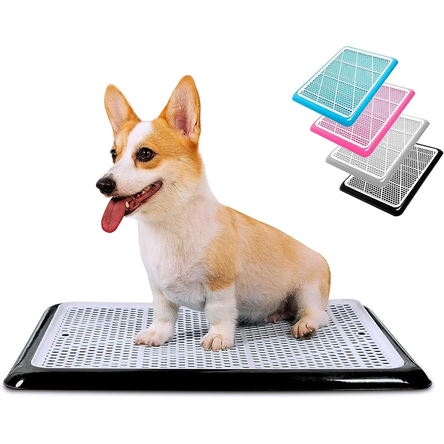 Dog Potty Tray with Grid - Puppy Pee Pad Holder, 25”x20” Indoor Wee Training Solution for Small, Medium Dogs, Plastic