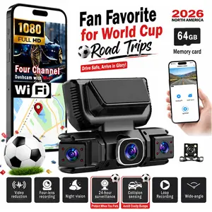 1080P HD Four-Channel Car Dvr with WiFi, HD Automotive Dashcam, Automotive Dvr Camera, Night Vision, Emergency Lock, Free Memory Card Included, Multi-Functional Driving Recorder