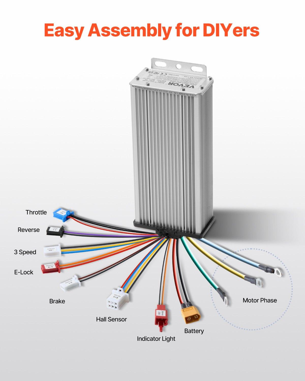 VEVOR 2000W Electric Brushless DC Motor Kit - 48V 4300rpm Motor with Upgraded Speed Controller for Go Karts E-Bike Motorcycle Scooter VEVOR 2000W Electric Brushless DC Motor Kit - 48V 4300rpm Motor with Upgraded Speed Controller for Go Karts E-Bike Motorcycle Scooter