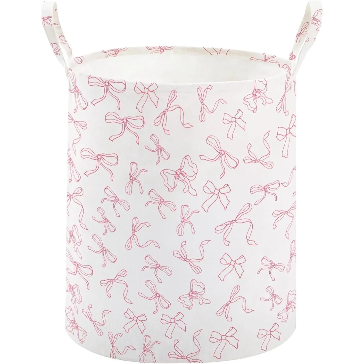 Baby Laundry Basket Nursery Hamper with Long Handles, Bowknot | Large Storage Basket, baby hamper, pink laundry basket, kids hamper, Toy Bins for Nursery, Girls, Boys, Kids Room Décor