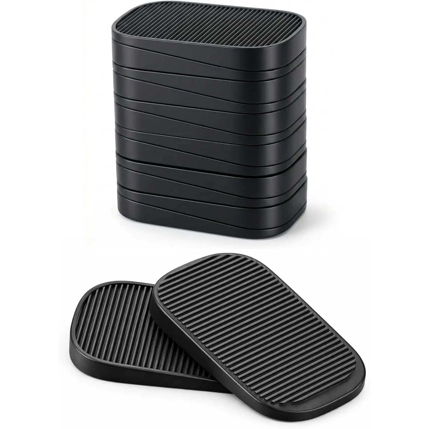 Furniture Levelers, Flexible Plastic Shims for Furniture Leveling Pads Rubber Wedge Shims for Table Chair Levelers Non-Slip Pads for Uneven Floors, Appliances & Toilet, Stackable, Black, 12-Pack