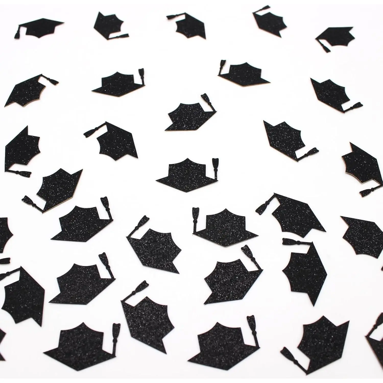 200PC Black Grad Cap Decorative Confetti, Table Glitter Scatter for Class of 2026 Graduation Party Decorations, Glitter Paper