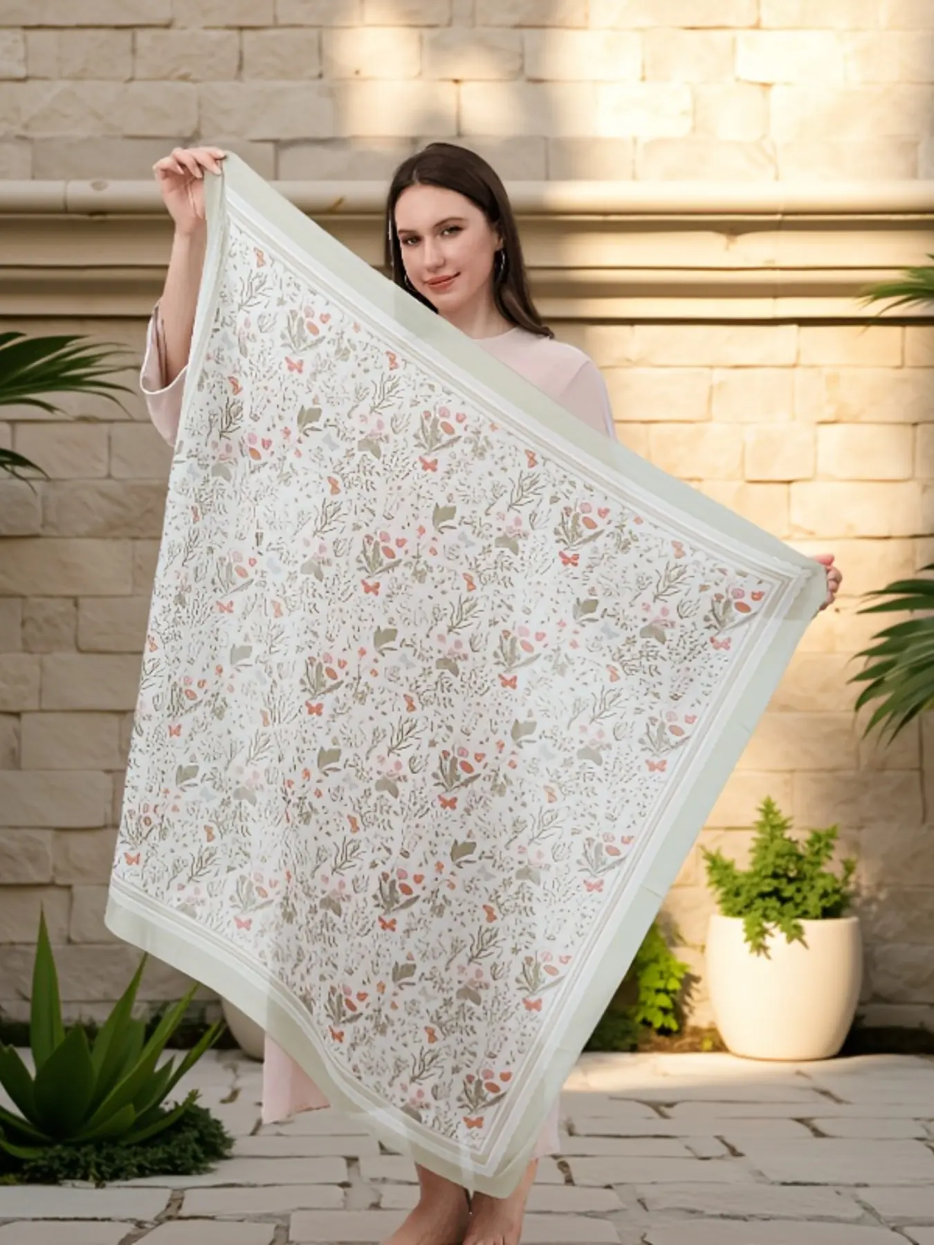 High-Quality 100% Viscose Boho Scarf, Loose-Fitting All-Over Print, Warm & Stylish, Ethnic Floral Pattern, Fashion Accessory for All Seasons
