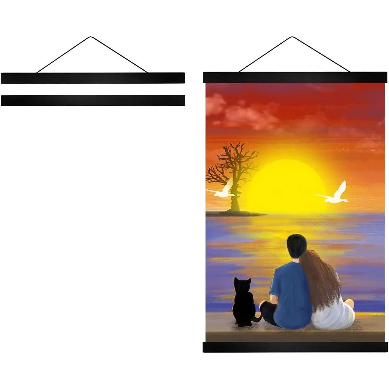 16 inch Wide Magnetic Poster Hanger Frame, Wood Frame for 16x20 16x24 16x22 Posters, Prints, Photos, Pictures, Maps, Scrolls and Artwork - Wall Hanging Wooden Frame