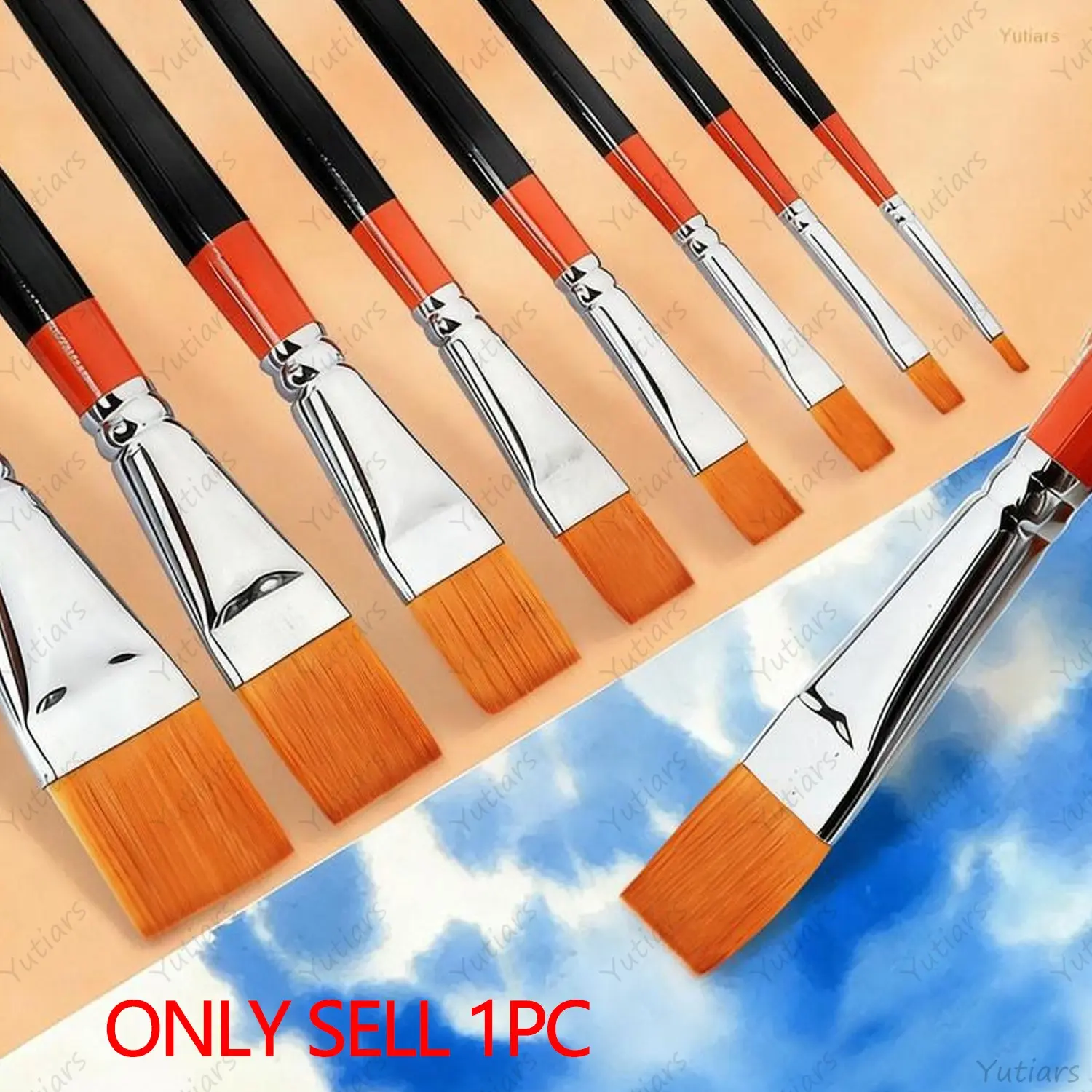 Nylon Flat Head Paint Brush Set, Professional Art Supplies for Acrylic Oil Watercolor Gouache, Ideal for Painters & Hobbyists
